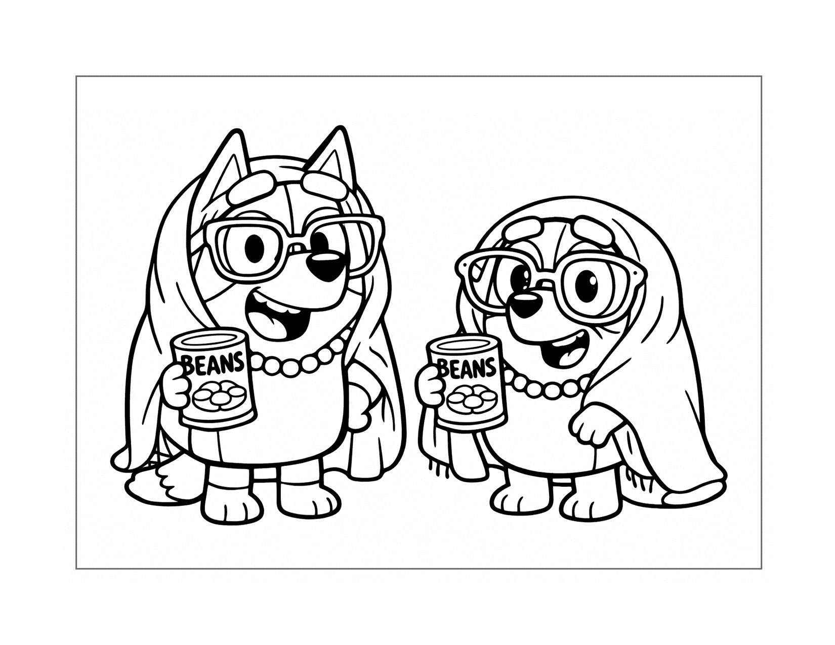 The Grannies: Join "Rita and Janet" for some mischief with this funny Bluey and Bingo Grannies coloring page.