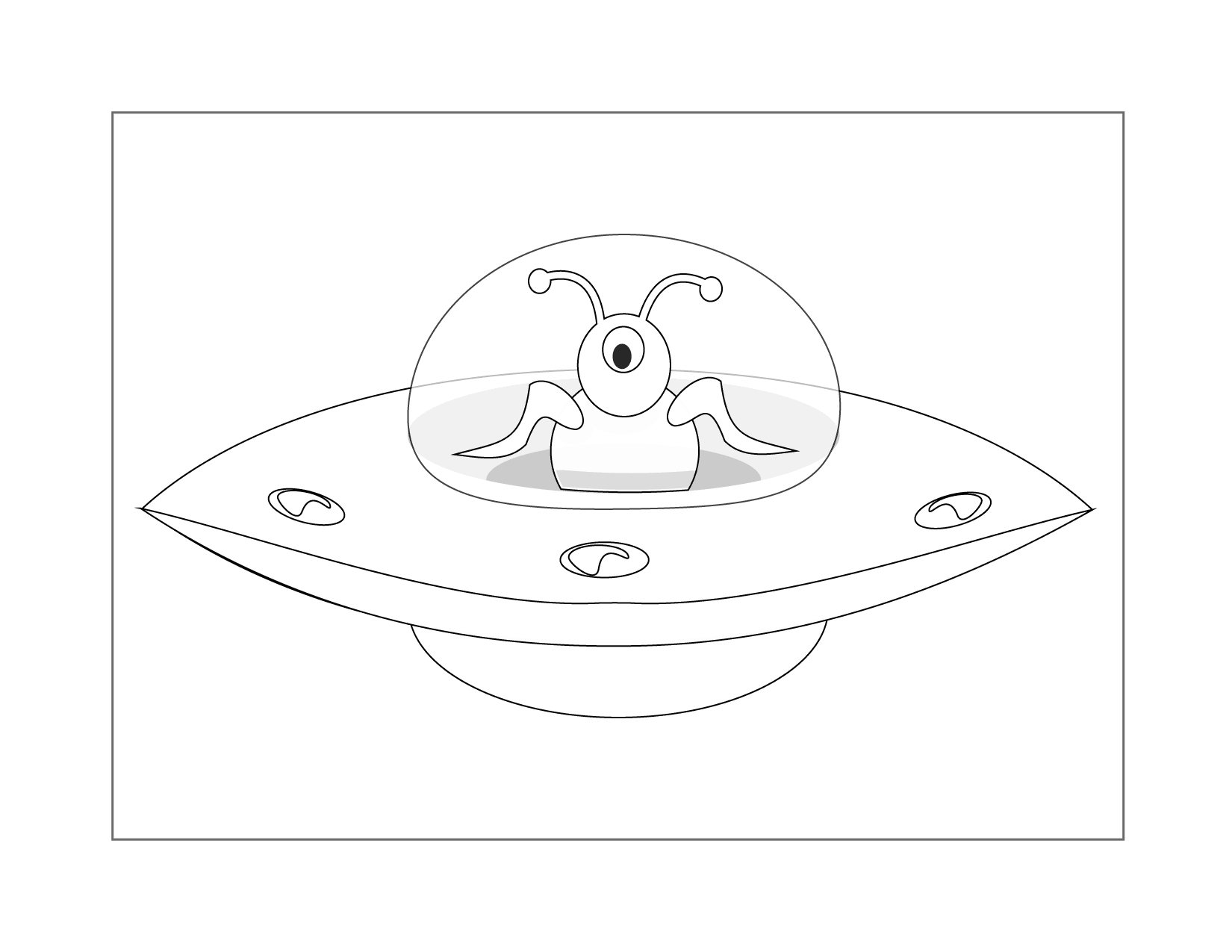 Alien Spaceship Coloring Page