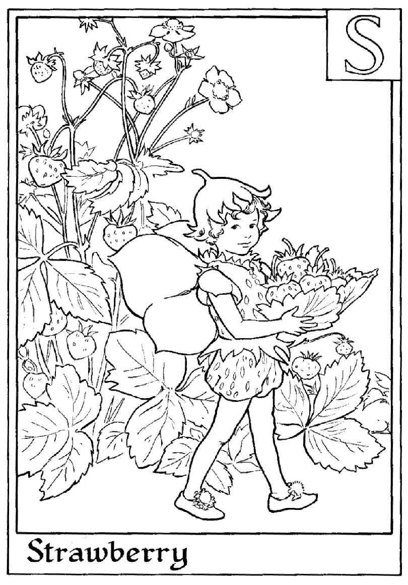 Alphabet Fairy Strawberry Coloring Page