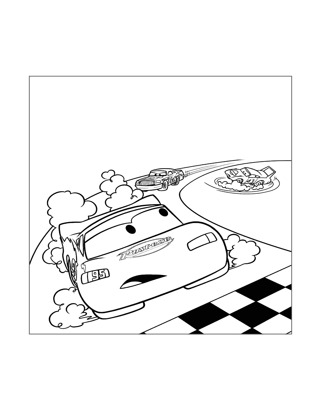 Cars Race Coloring Page