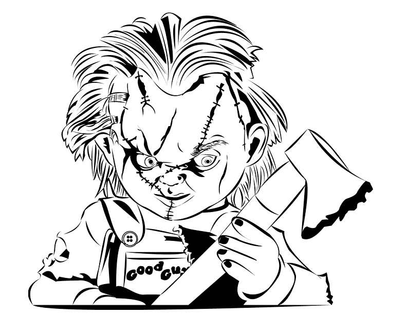 Chucky With An Axe Coloring Page