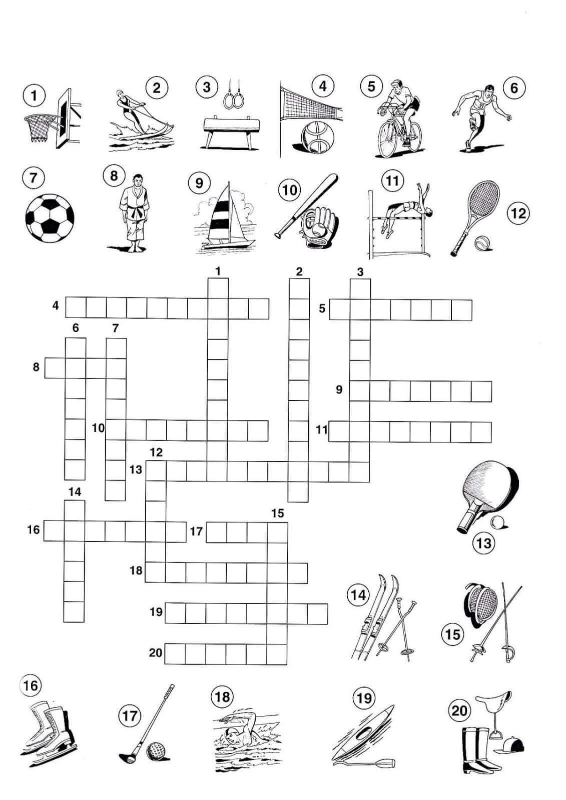 Crossword Puzzles For Kids Sports
