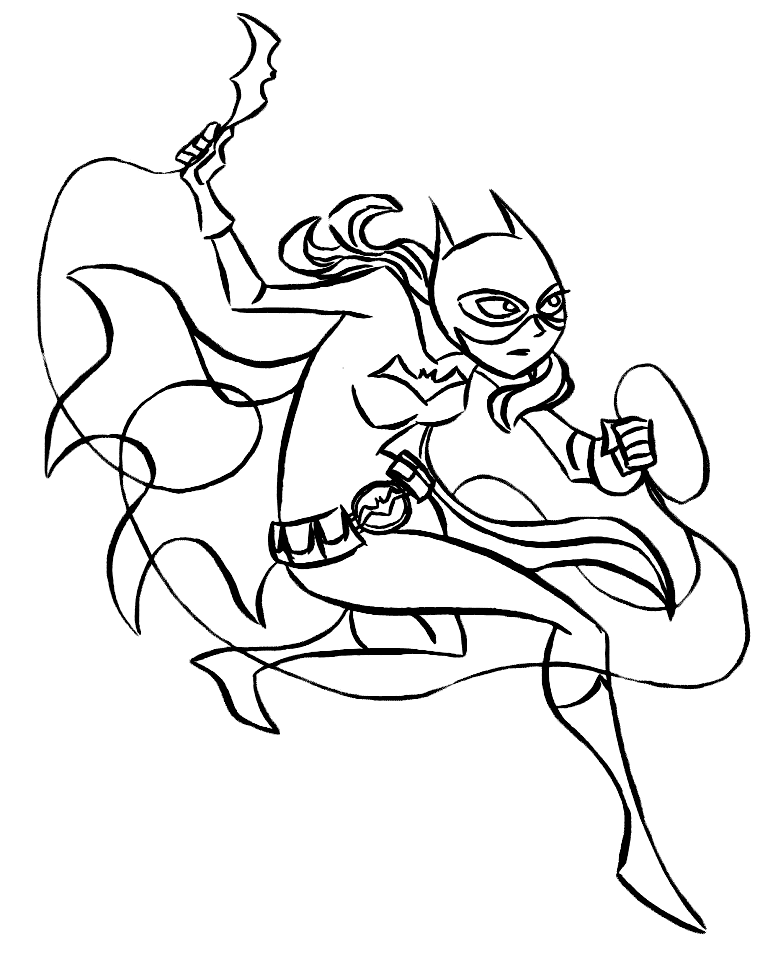 Cute Cartoon Batgirl Coloring Page