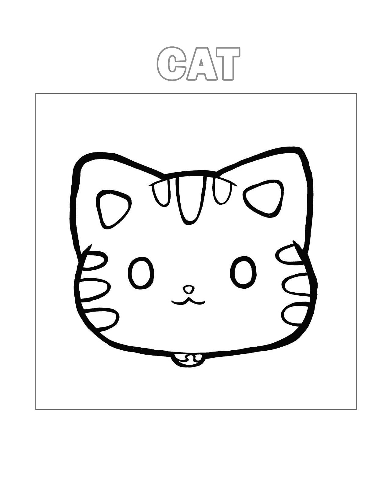 Easy Animal Cat Coloring Page