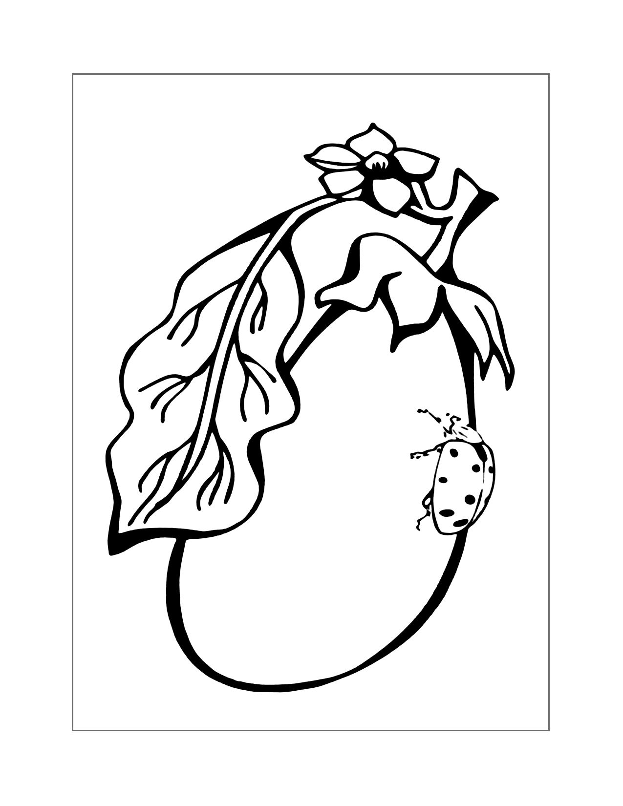 Eggplant And Ladybug Coloring Page