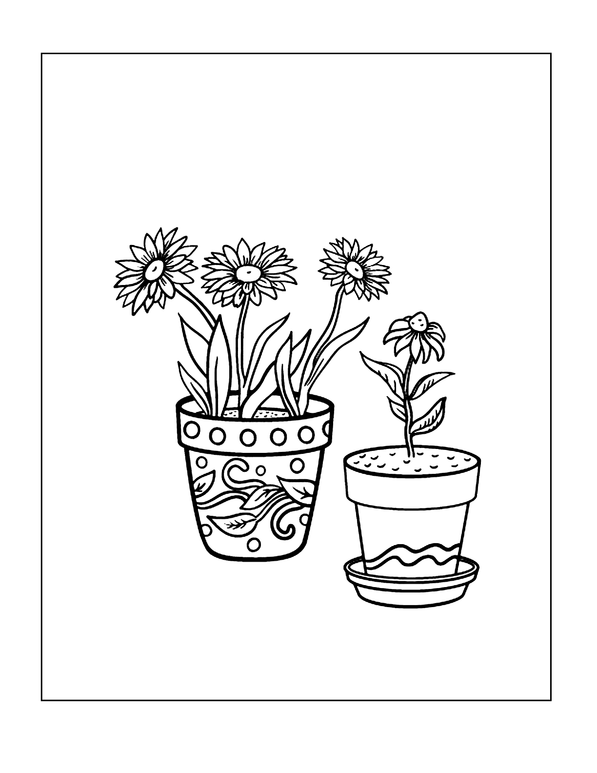 Flower Pots Coloring Pages