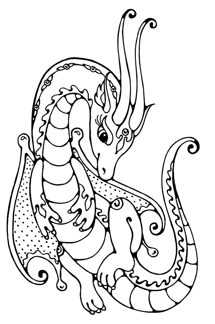 Pretty Baby Dragon Coloring Page