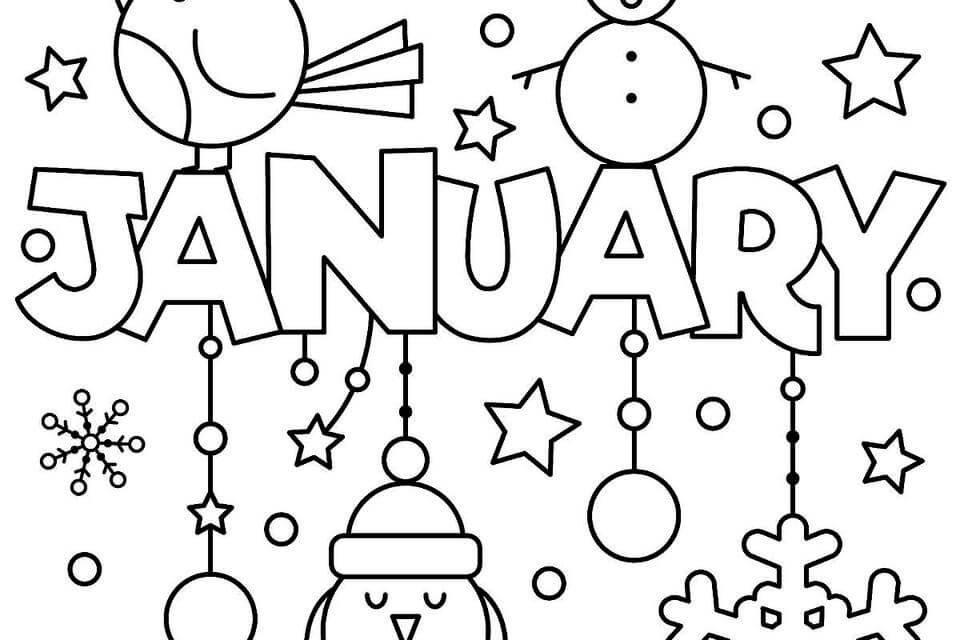 Printable January Coloring Pages