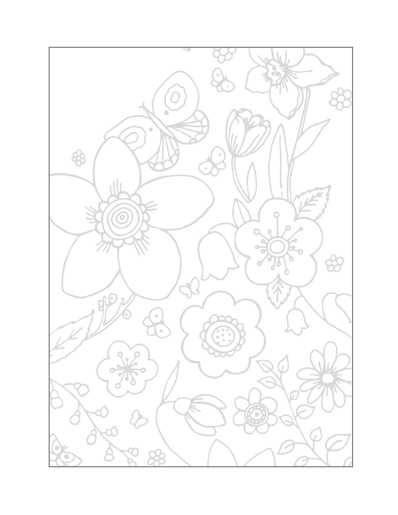 Simple Flower Design Traceable Art For Coloring