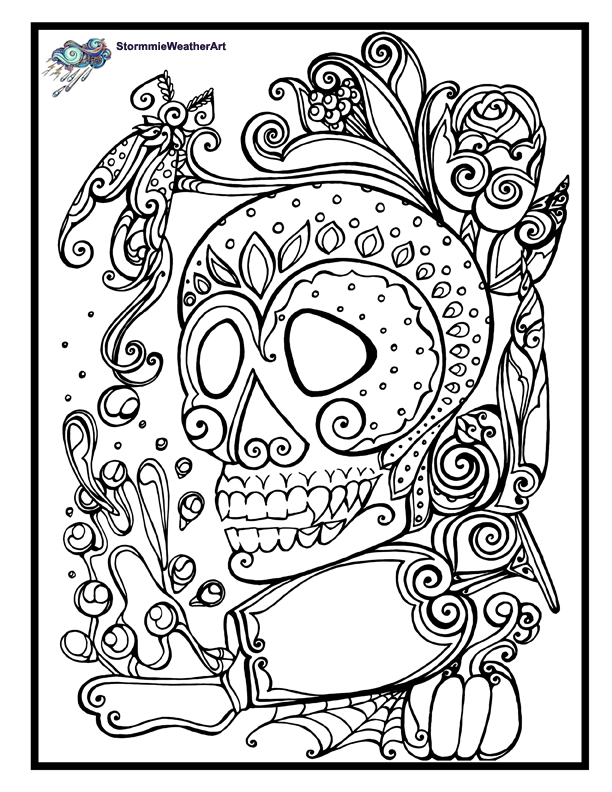 Stormmies Halloween Sugar Skull Coloring Page