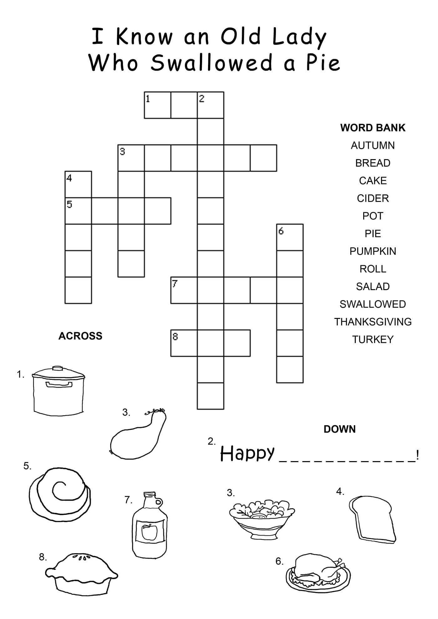 Story Crossword Puzzles For Kids