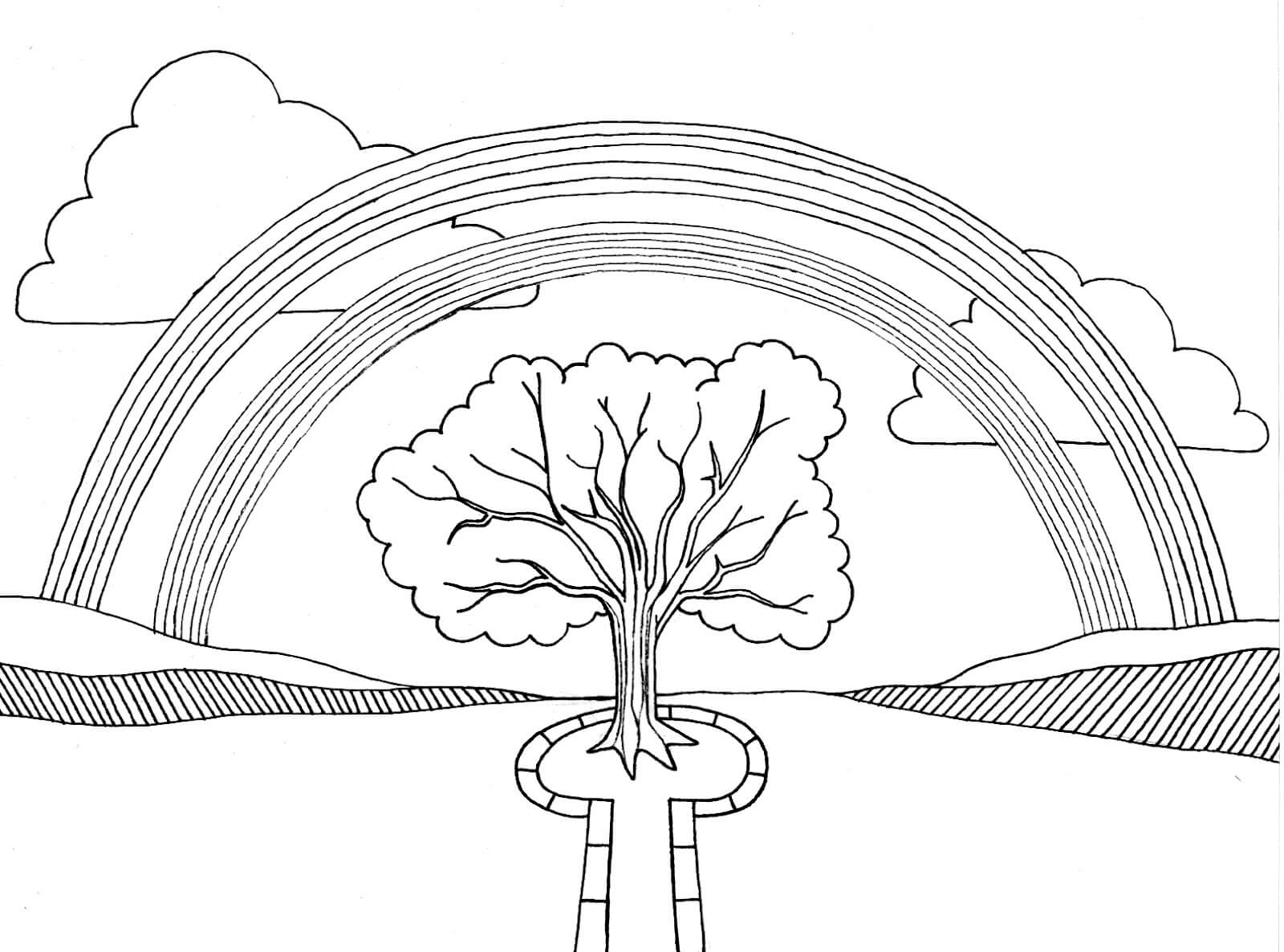Tree And Rainbow Coloring Pages
