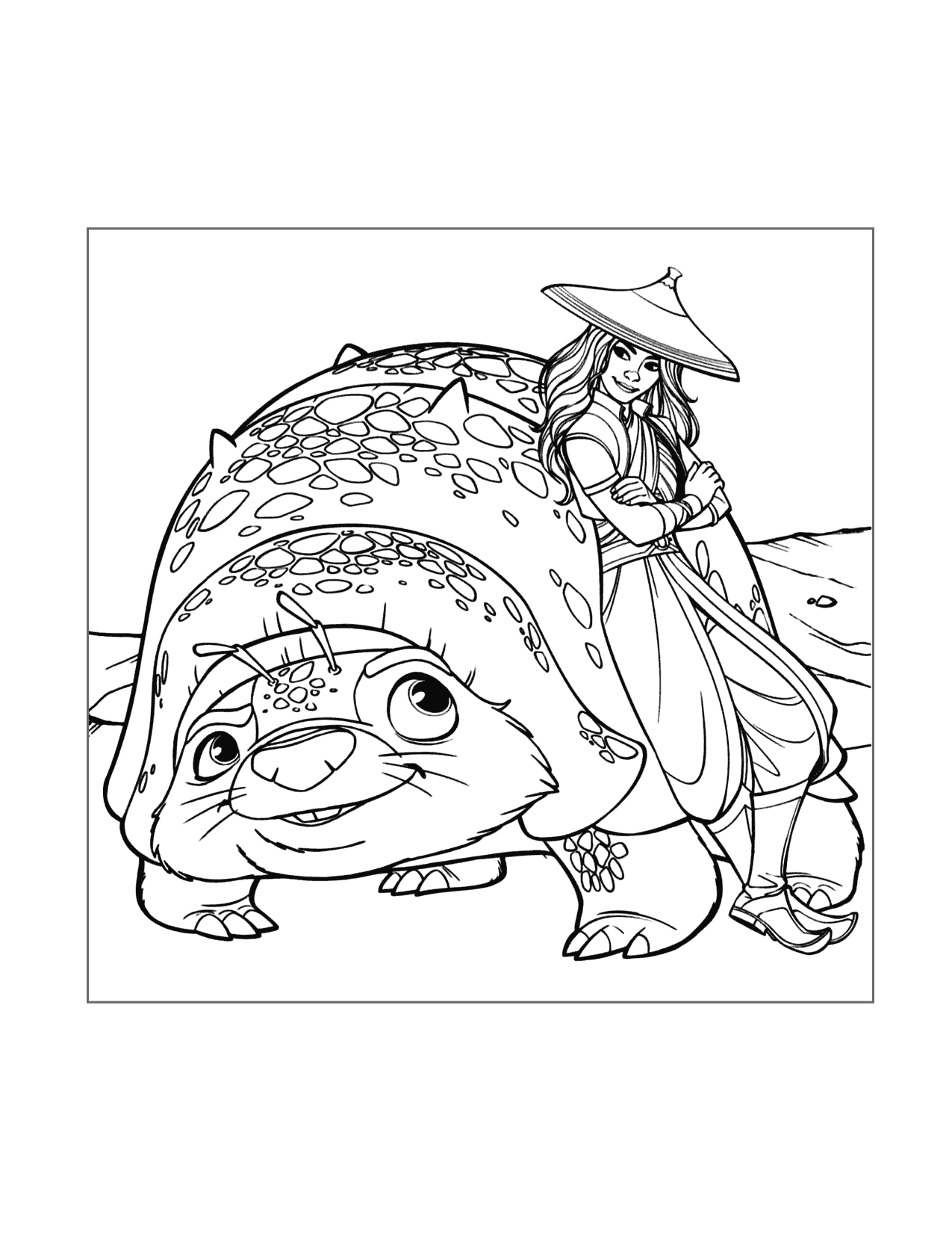 Tuk Tuk And Raya Coloring Page