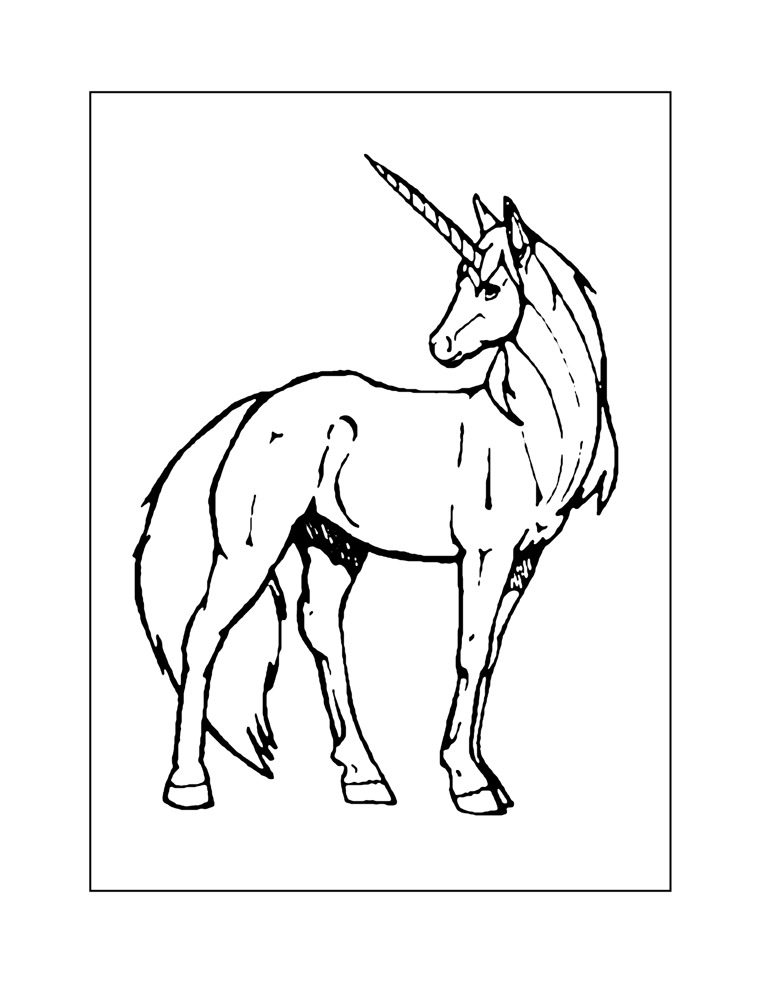 Young Unicorn Coloring Page